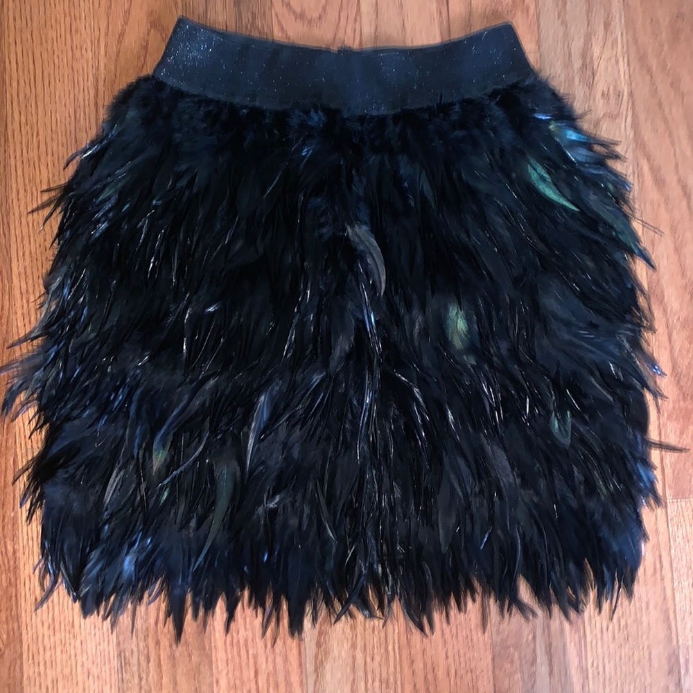 Badgley Mischka Feather Mini Skirt